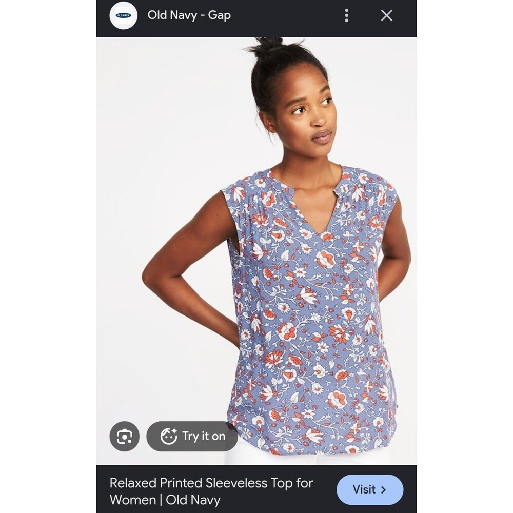 Old Navy Floral Relaxed Printed Sleeveless Boho V-Neck Top Blouse Women XL